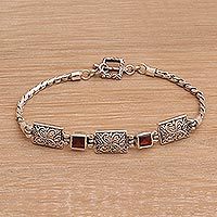 Garnet pendant bracelet, 'Kawung Blossom'
