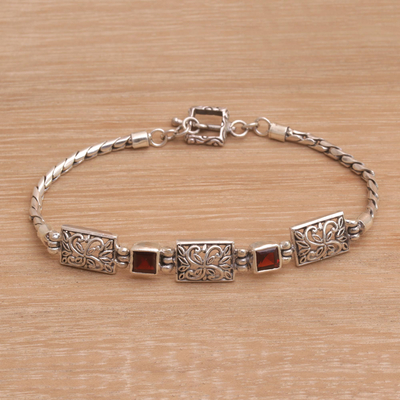 Garnet pendant bracelet, Kawung Blossom