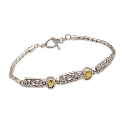 Citrine and Sterling Silver Pendant Bracelet with Chain