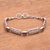 Garnet link bracelet, 'Wind and Fire' - Garnet Squares and Sterling Silver Blocks Link Bracelet (image 2) thumbail