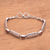 Garnet link bracelet, 'Wind and Fire' - Garnet Squares and Sterling Silver Blocks Link Bracelet (image 2b) thumbail