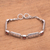 Garnet link bracelet, 'Wind and Fire' - Garnet Squares and Sterling Silver Blocks Link Bracelet (image 2c) thumbail