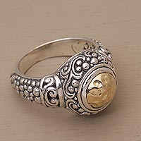 Gold accent sterling silver cocktail ring, Gleaming Temple