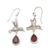 Garnet dangle earrings, 'Hummingbird Drops' - Hummingbird-Shaped Garnet Dangle Earrings from Bali (image 2e) thumbail