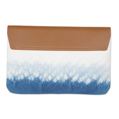Batik-Clutch aus Baumwolle - Blaue Clutch-Handtasche aus gefärbter Shibori-Baumwolle