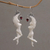Garnet dangle earrings, 'Dancing Angels' - Garnet and Bone Angel Dangle Earrings from Bali (image 2) thumbail