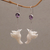 Amethyst dangle earrings, 'Dancing Hummingbirds' - Amethyst and Bone Hummingbird Dangle Earrings from Bali (image 2) thumbail