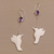Amethyst dangle earrings, 'Dancing Hummingbirds' - Amethyst and Bone Hummingbird Dangle Earrings from Bali (image 2b) thumbail