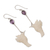 Amethyst dangle earrings, 'Dancing Hummingbirds' - Amethyst and Bone Hummingbird Dangle Earrings from Bali (image 2c) thumbail