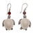 Garnet dangle earrings, 'Kurma Turtles' - Handmade Garnet and Bone Turtle Dangle Earrings from Bali thumbail