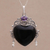 Amethyst and cultured pearl pendant necklace, 'Love Like Midnight' - Amethyst Cultured Pearl Silver Black Bone Heart Necklace thumbail