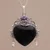 Amethyst and cultured pearl pendant necklace, 'Love Like Midnight' - Amethyst Cultured Pearl Silver Black Bone Heart Necklace