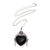 Amethyst and cultured pearl pendant necklace, 'Love Like Midnight' - Amethyst Cultured Pearl Silver Black Bone Heart Necklace (image 2c) thumbail