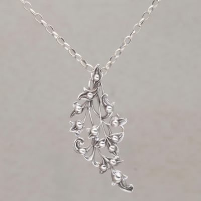 Sterling silver pendant necklace, 'Lily of the Valley' - Lily of the Valley Sterling Silver Pendant Necklace