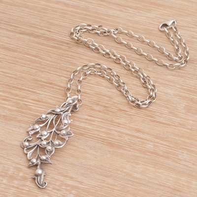 Sterling silver pendant necklace, 'Lily of the Valley' - Lily of the Valley Sterling Silver Pendant Necklace