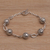 Sterling silver link bracelet, 'Garden Orbs' - Floral Sterling Silver Link Bracelet from Bali thumbail