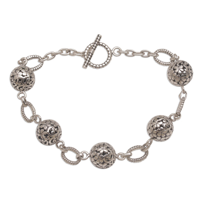 Floral Sterling Silver Link Bracelet from Bali