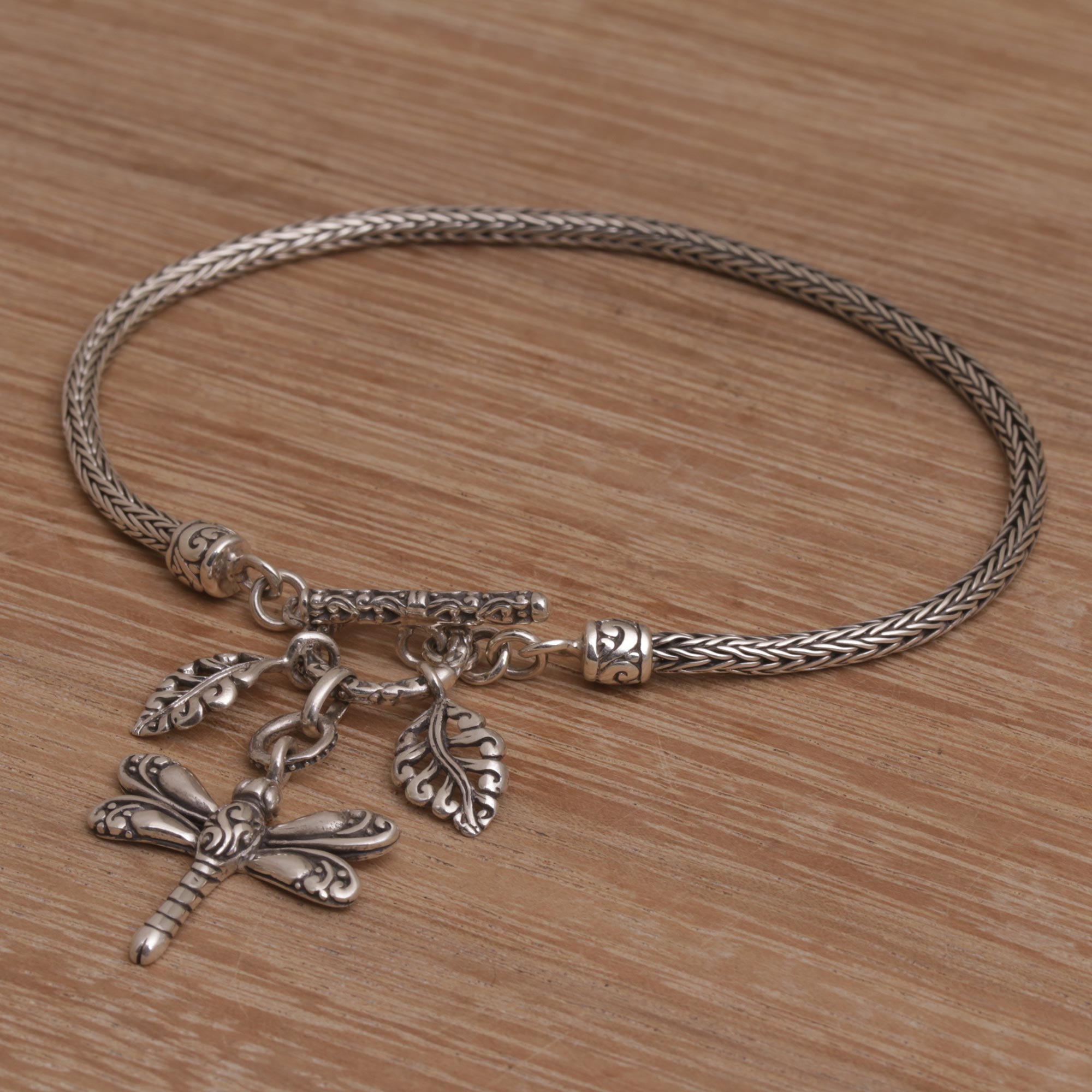 UNICEF Market | Sterling Silver Dragonfly Charm Bracelet from Bali