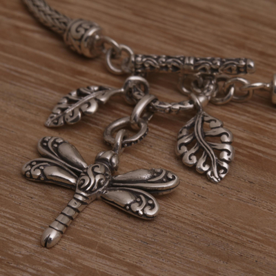 Sterling silver charm bracelet, 'Dragonfly Dynasty' - Sterling Silver Dragonfly Charm Bracelet from Bali