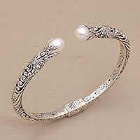 Cultured Pearl and Sterling Silver Cuff Bracelet,'Magical Encounter'