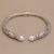 Cultured pearl cuff bracelet, 'Magical Encounter' - Cultured Pearl and Sterling Silver Cuff Bracelet (image 2c) thumbail