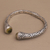 Prasiolite cuff bracelet, 'Our Two Souls' - Balinese Style Hinged 925 Silver Prasiolite Cuff Bracelet