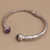 Amethyst cuff bracelet, 'Talk to Me' - Balinese Style Hinged Silver Cuff Bracelet with Amethyst (image 2c) thumbail