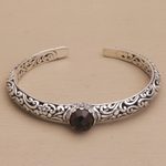 Smoky quartz cuff bracelet, 'Forest Nymph' - Artisan Crafted Fair Trade Silver Bracelet with Smoky Quartz
