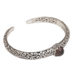 Smoky quartz cuff bracelet, 'Forest Nymph' - Artisan Crafted Fair Trade Silver Bracelet with Smoky Quartz