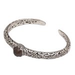 Smoky quartz cuff bracelet, 'Forest Nymph' - Artisan Crafted Fair Trade Silver Bracelet with Smoky Quartz