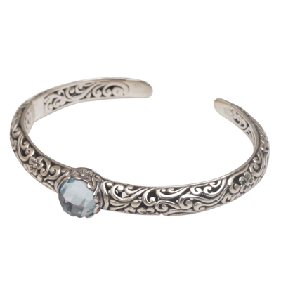 Blue topaz cuff bracelet, 'Forest Nymph' - Blue Topaz and Silver Fair Trade Artisan Crafted Bracelet