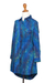 Batik rayon shirtdress, 'Ocean Orchid' - Rayon Batik Shirtdress in Blue and Green Floral Print (image 2e) thumbail