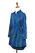 Batik rayon shirtdress, 'Ocean Orchid' - Rayon Batik Shirtdress in Blue and Green Floral Print (image 2h) thumbail