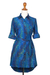 Batik rayon shirtdress, 'Ocean Orchid' - Rayon Batik Shirtdress in Blue and Green Floral Print (image 2i) thumbail