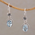 Blue topaz dangle earrings, 'Plumeria Dreams' - Blue Topaz Dangle Earrings with Floral Motifs (image 2) thumbail