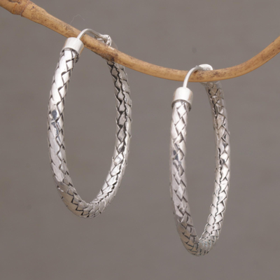 Sterling silver hoop earrings, Celuk Circles (1.3 inch)