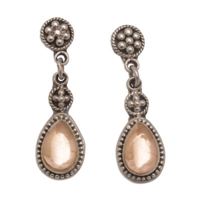 Gold accented sterling silver dangle earrings, 'Golden Surprise' - 18k Gold Accent Sterling Silver Dangle Earrings from Bali