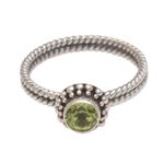 Peridot single stone ring, 'Touch of Simplicity' - Handmade Peridot and Sterling Silver Single Stone Ring