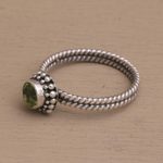 Peridot single stone ring, 'Touch of Simplicity' - Handmade Peridot and Sterling Silver Single Stone Ring
