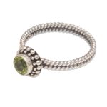 Peridot single stone ring, 'Touch of Simplicity' - Handmade Peridot and Sterling Silver Single Stone Ring