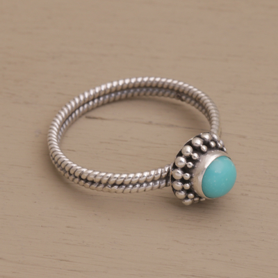 Sterling silver single stone ring, 'Touch of Simplicity' - Composite Turquoise and Sterling Silver Single Stone Ring