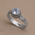 Blue topaz solitaire ring, 'Spiral Crown' - Blue Topaz and Sterling Silver Solitaire Ring from Bali (image 2) thumbail