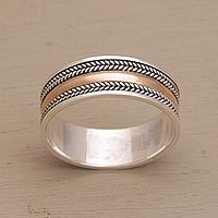 Featured review for Gold accented sterling silver band ring, Way of Gold