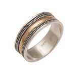 Gold accented sterling silver band ring, 'Way of Gold' - 18k Gold Accent Sterling Silver Band Ring from Bali