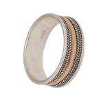 Gold accented sterling silver band ring, 'Way of Gold' - 18k Gold Accent Sterling Silver Band Ring from Bali