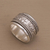 Sterling silver spinner ring, 'Floral Focus' - Wide Sterling Silver Spinner Ring with Floral Motifs (image 2) thumbail