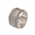 Sterling silver spinner ring, 'Floral Focus' - Wide Sterling Silver Spinner Ring with Floral Motifs