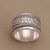Sterling silver spinner ring, 'Floral Focus' - Wide Sterling Silver Spinner Ring with Floral Motifs