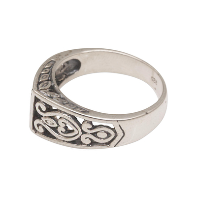 Sterling silver band ring, 'Celuk' - Hand Crafted Balinese Sterling Silver Band Ring