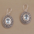 Blue topaz dangle earrings, 'Plumeria Shield' - Four Carat Blue Topaz Floral Sterling Silver Earrings (image 2b) thumbail